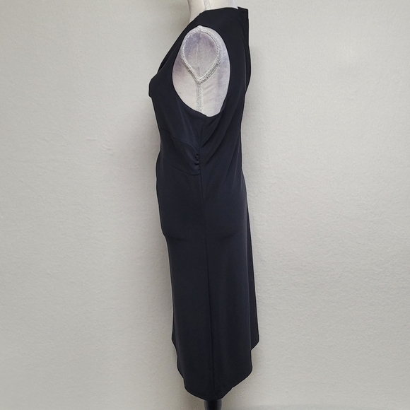 Deadstock Vintage 90s Lane Bryant Black Jersey Knit Crystal O-Ring Midi Dress 22 - Picture 6 of 10